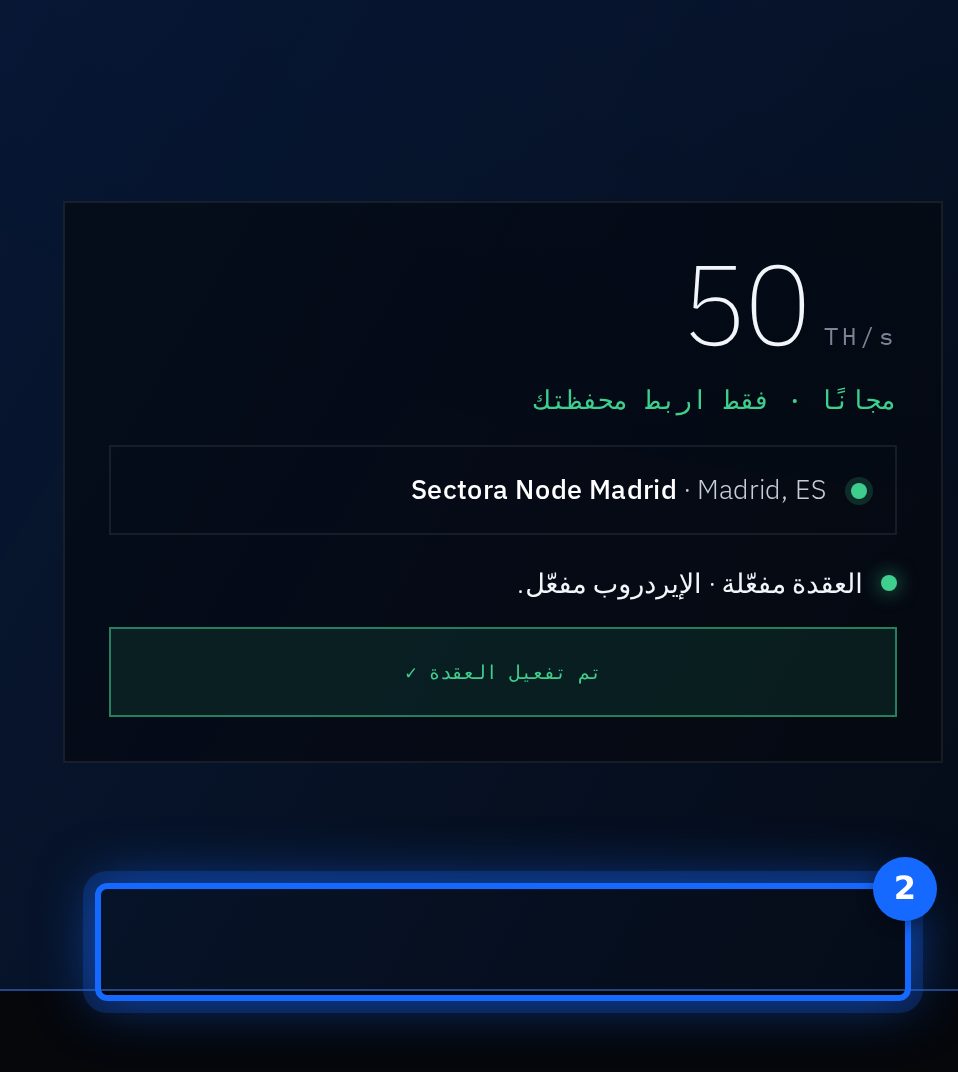 (1) عقدتك ومدينتها · (2) تم تفعيل العقدة ✓
