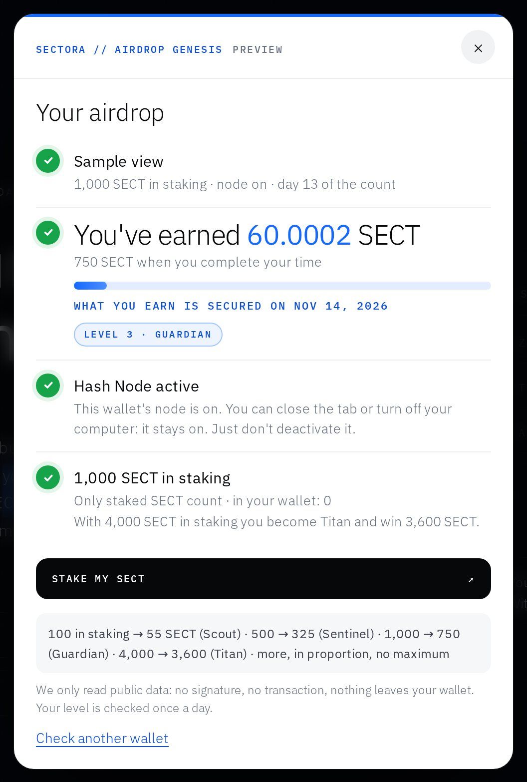 Example of the “Your airdrop” window.