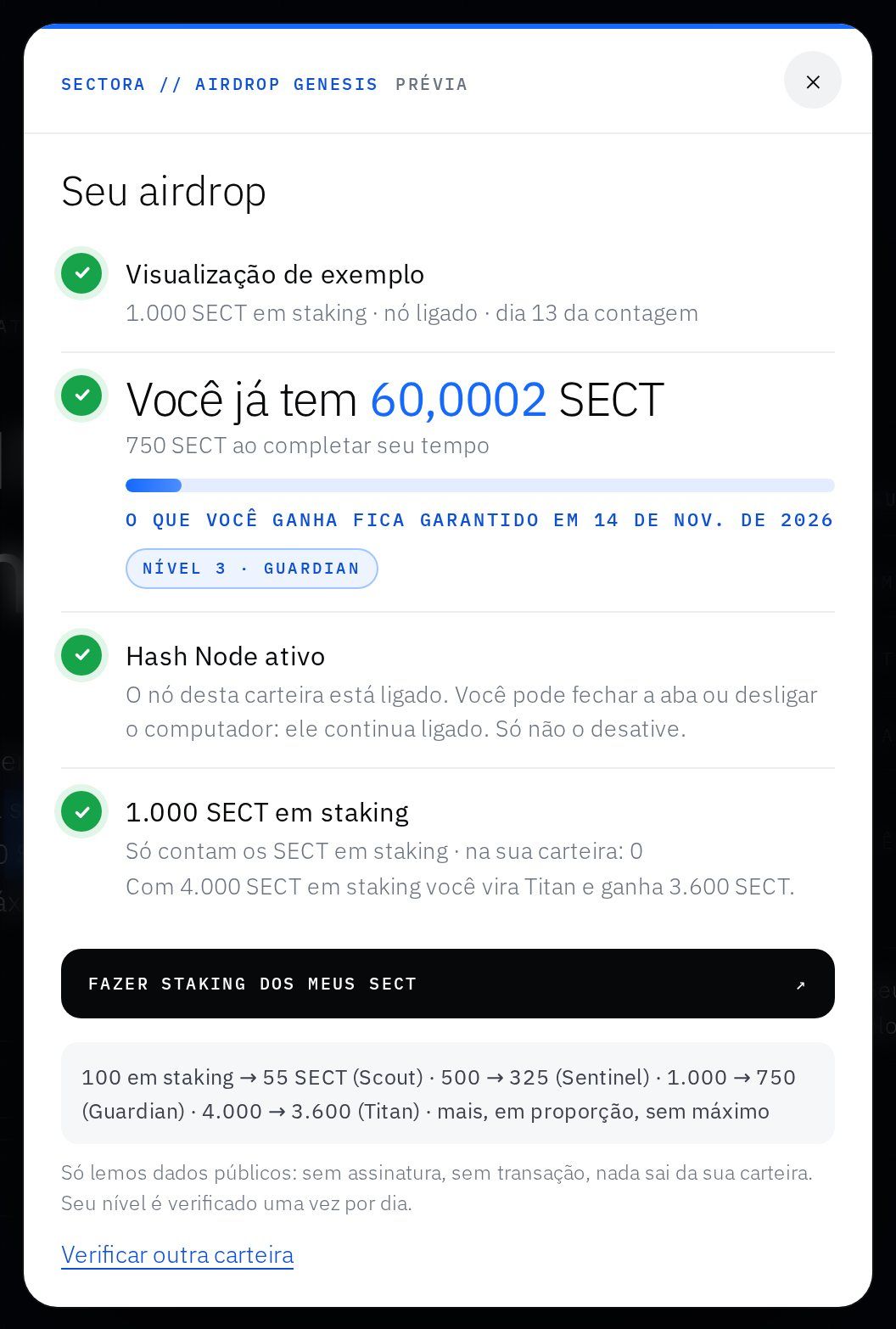 Exemplo da janela “Seu airdrop”.