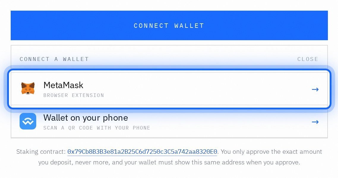 On a computer: your browser wallet appears first.