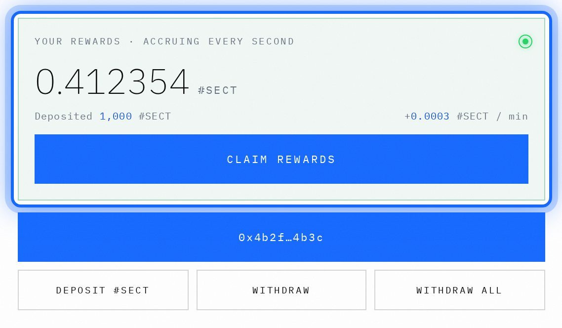 Your staking is done: the deposit shows and your rewards grow every second.