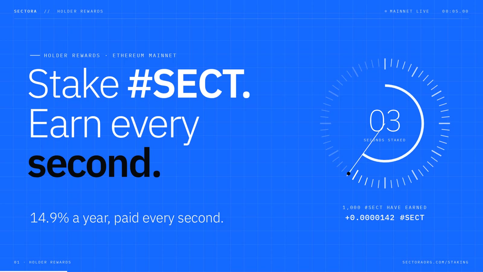 Stake #SECT. Earn every second.